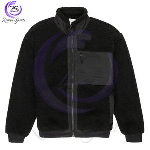 Nouvel arrivage de vestes polaires Sherpa confortables lavables en machine avec fermeture éclair complète couleur noire OEM ODM pour adultes - Product Image 1