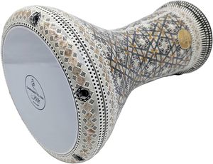 Gawharet El Fan, Árabesque Geométrico Plateado Hecho a Mano de 17.5 Pulgadas para Doumbek Egipcio y Darbuka con Sonido Potente - Product Image 3