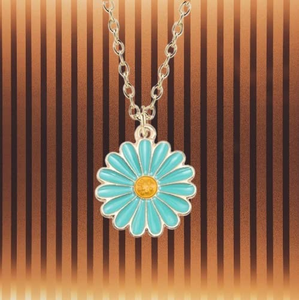 Cadena colgante chapada en oro flor coreana azul cielo Hip Hop calidad exportación fabricante indio joyería de moda inspirada para niñas - Product Image 2