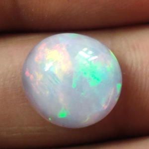 Natural etíope 12,5x11,5mm cabujón ovalado 4.45cts piedra preciosa de fuego blanco joyería de ópalo de fuego completo genuino piedras preciosas de cabina suelta" - Product Image 3