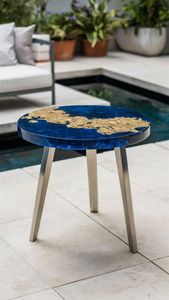 โต๊ะกาแฟทรงกลมอีพ็อกซี่, โต๊ะกาแฟห้องนั่งเล่นเรซิ่นไม้, โต๊ะข้างโซฟาเรซิ่นอีพ็อกซี่ทำมือ - Product Image 4