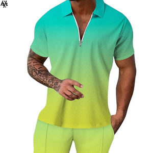 ชุดกีฬาแขนสั้นผู้ชายแห้งเร็วกางเกงขาสั้นผ้าถักแฟชั่นใหม่โลโก้ตามสั่งฤดูร้อน - Product Image 3