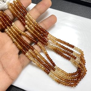 Hessonite granate facetado Rondelle forma cuentas granate natural sombreado naranja venta al por mayor 4mm cuentas de piedras preciosas para tienda - Product Image 2