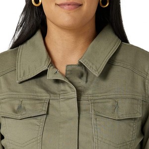 Chaqueta de mezclilla tejida cruda para mujer, superventas, antiarrugas, transpirable, ecológica, logotipo personalizado, cómodo relleno de algodón - Product Image 5