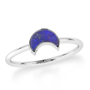 925แหวนเงินซ้อนกันได้ตั้งฝา Lapis Lazuli รูปทรงดวงจันทร์แผ่นธรรมชาติแฟนซีของขวัญครบรอบการหมั้นอินเทรนด์ - Product Image 1