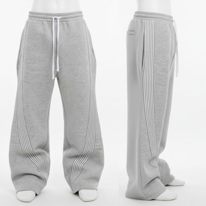 2024 venta al por mayor logotipo personalizado Streetwear casual algodón de gran tamaño holgado Jogging pierna ancha apilado lado rayas pantalones de chándal hombres - Product Image 6