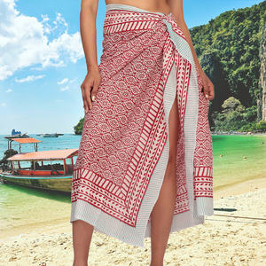 Sarong de algodón con estampado de una pieza de bloque de mano para mujer, bufanda envolvente de playa ligera de verano, traje de baño, regalo perfecto para ella - Product Image 4