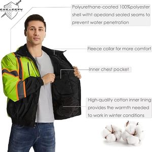 Chaquetas Reflectantes de Alta Visibilidad, Chaqueta Impermeable para Trabajo - Product Image 3