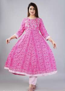 Kurtis Long en rayonne de styliste, 3 ensembles de broderie imprimée à la mode indienne trois quarts pour femmes - Product Image 3