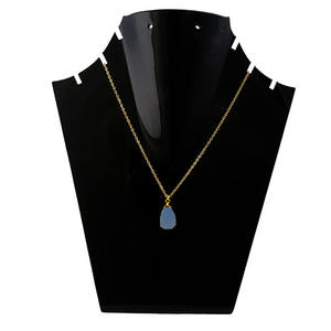 Collier de tranches d'agate en dentelle bleue fait à la main pendentif de mode réglable plaqué or pour la fabrication de bijoux personnalisés en gros - Product Image 3