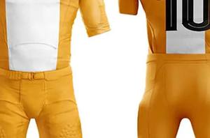 Uniforme de Fútbol Personalizado de Poliéster Resistente, Color Amarillo y Blanco, Pantalones Acolchados, Camiseta de Manga Corta, Estilo Transpirable - Product Image 4