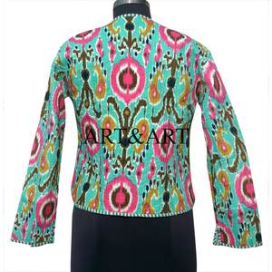 Veste courte pour femme en coton tricoté coloré, respirante, matelassée, à imprimé floral, avec logo frontal, tendance, pour l'hiver - Product Image 5