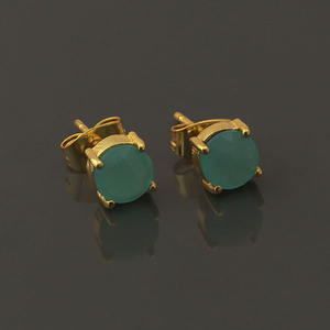 Bohemian Jewelry Collection Iolite Quartz Gemstone <b>Earrings</b> Designer <b>Earrings</b> Gold Plated Round Shape Gemstone Simple <b>Earrings</b> - Product Image 3