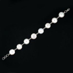925 Sterling <b>Silver</b> 8\" Inch <b>Adjustable</b> Coin-Shape Freshwater Pearl <b>Bracelet</b> Handmade Natural Anniversary Gift - Product Image 2