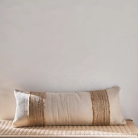 Housse de coussin décorative en coton et jute faite à la main |   Housse de coussin en tissu naturel écologique, style bohème, tissée à la main, pour canapé, décoration de la maison