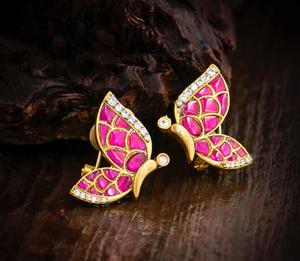 ต่างหูขัดทอง jadau คุณภาพเยี่ยมคลาสสิกกับหินทับทิมแท้สำหรับปาร์ตี้งานแต่งงานสำหรับผู้หญิง - Product Image 2