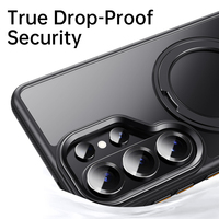 Funda con Soporte Magnético Giratorio 360° para Samsung Galaxy S26 S25 S24 Ultra, Carcasa Mate Antigolpes con Botones Metálicos y Agarre Antideslizante
