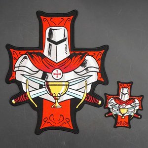 2025 Caballeros Templarios Commandery parche hecho a mano Santo Grial cristiano cruzado bordado bajo MOQ OEM con servicio - Product Image 3