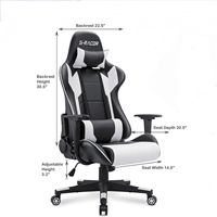 Chaise de jeu ergonomique à dossier haut avec appui-tête et soutien lombaire, chaise de bureau en cuir réglable, pivotante, style course