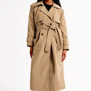 Manteau long vintage pour femme avec ceinture |   Automne Hiver |   Fournisseur en gros OEM/ODM |   100% Laine - Product Image 5