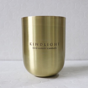 Pot à bougie en laiton doré avec logo personnalisé Récipient en laiton pur finition brillante pour la fabrication de bougies Bocaux votifs pour bougies parfumées - Product Image 4