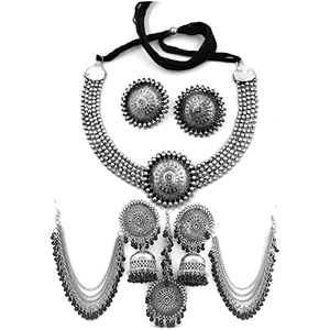Paquete Combinado de Joyería de Aleación con Puntos Redondos y Diseño Bahubali Negro para Fiestas - Product Image 1