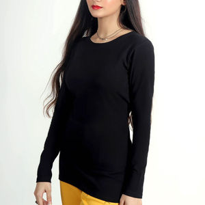 T-shirts décontractés pour femmes de couleur unie dernier style vente en gros derniers modèles T-shirts pour femmes 100% coton extensible vierge pour femmes - Product Image 2