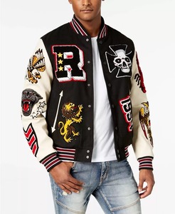 Chaqueta con parche de chenilla personalizada para hombre, chaqueta con cuello levantado Bomber con letras de béisbol universitario para equipos universitarios, bordado personalizado - Product Image 5