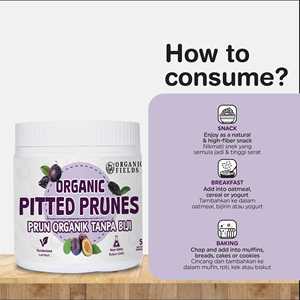 ORGANIC FIELDS 200g Prunes biologiques dénoyautées séchées, en forme allongée, saveur acidulée, sucrages naturels, séchage FD AD - Product Image 3