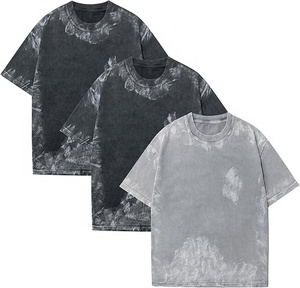 Unisex Vintage Snow Wash Oversized T-Shirt Oversized Vintage Acid Wash <b>Tshirt</b> for Men Cotton Solid T-Shirt Streetwear - Product Image 4