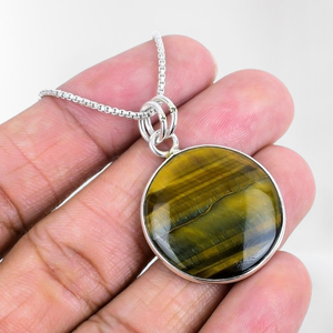 925 pendentif estampillé pour filles bijoux 925 argent Sterling Spinner parfait cadeau de mariage oeil de tigre pierres précieuses pendentif bijoux - Product Image 1