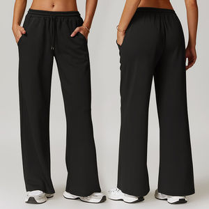 Pantalon de survêtement personnalisé de haute qualité pour femmes, ample, avec cordon de serrage, confort, jambe large évasée, service OEM - Product Image 4