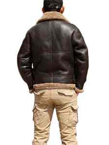 Chaqueta de Motociclista Estilo Bomber Gruesa de Piel de Oveja Genuina con Forro de Piel de Oveja para Hombre, Disponible en Existencia - Product Image 4
