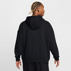 Sweat à capuche d'hiver pour homme avec broderie personnalisée, nouveau style, coupe ample et oversize, 100% coton épais, noir, manches longues, molleton uni teint - Product Image 3