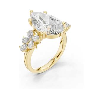 Anillo Floral con Diamante de Laboratorio en Forma de Pera de 6.8 CT para Mujer, Claridad VVS-VS EF, Oro de 18KT, 14KT, 10KT y Plata 925, Oro Rosa, Amarillo - Product Image 4
