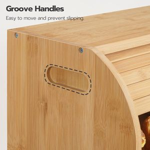 Boîte à pain en bois ouverte à 2 niveaux de qualité supérieure |   Boîte à pain et récipient de rangement alimentaire pliables et écologiques pour comptoir de cuisine - Product Image 6