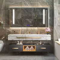Meubles-lavabos de salle de bain flottants modernes de style américain CBMmart, 36, 48, 72, 84 pouces, avec un ou deux lavabos, miroir LED