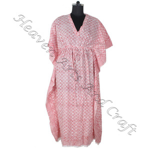 100% Cotton Hand Block Print Resort Beach Wear Half Sleeve Women Long <b>Kaftan</b> <b>Dresses</b> Long <b>Size</b> <b>Kaftan</b>/Caftan Cotton Clothing - Product Image 4