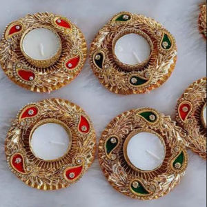 Portavelas redondo hecho a mano con luz en T, decoración de boda, luces decorativas para exteriores, lámparas de Diwali, velas, luces cálidas - Product Image 1