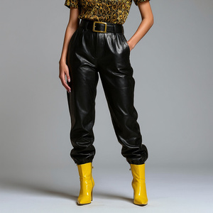 High Quality Leather <b>Pants</b> Women Outdoor Fashionable Leather <b>Pant</b> <b>Ladies</b> Wide Legs Winter Leather <b>Pants</b> Women's - Product Image 4