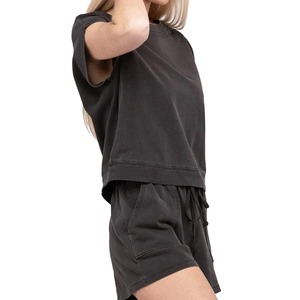 Traje informal de dos piezas marrón claro 2025 para mujer, de talla grande de cintura alta pijama holgado, pantalones cortos, conjunto de chándal para mujer de talla grande - Product Image 4