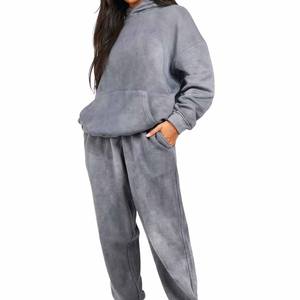 Survêtement oversize personnalisé pour femme, hiver, fermeture éclair, streetwear, haute qualité, léger, respirant, écologique, délavé à l'acide - Product Image 4