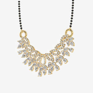 Women's 14K Gold Mangalsutra <b>Necklace</b> with Round & Pear Cut Moissanite Diamond Elegant and Luxurious - Product Image 2