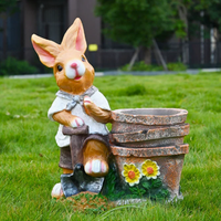 Figur Hewan Resin Realistis untuk Luar Ruangan, Dilukis Tangan, Ramah Lingkungan, Dekorasi Taman untuk Pot Bunga, Halaman, Taman, Rumput