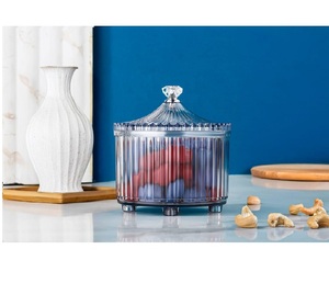 Decorative Glass Serving <b>Box</b> with Crystal Knobs Featuring 3 <b>Removable</b> Transparent Jars Ideal for Nuts Dry Fruits Kitchen Storage - Product Image 3