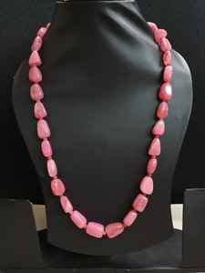 Collier de mariée mala en pierre rose pour femmes, simple couche, long, indien, ethnique, bijoux de mariage pour femmes et filles - Product Image 2