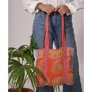 Bolso bohemio Kantha, bolso de algodón hecho a mano vintage para mujer, compras ecológicas y monedero de hombro - Product Image 2