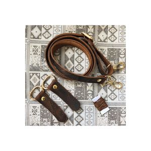 Manico in vera pelle con accessorio Color oro (140 CM) -Color nocciola
