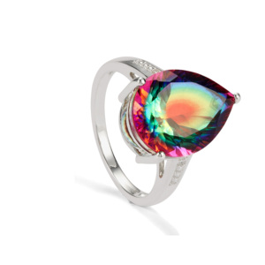 Anillo Boho Geométrico de Cuarzo Aurora de 8.68ct con Circonita Blanca en Plata de Ley - Product Image 1
