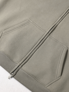 Jersey con cremallera completa tejido de algodón pesado para hombre, ropa de calle en blanco para entrenamiento de invierno, cuello con capucha estampado de logotipo personalizado - Product Image 3